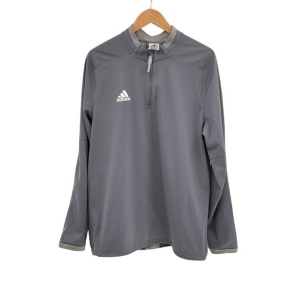 Adidas Baseball 1/4 zip Men Size Medium Gray Pullover Long Sleeve